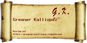 Gresner Kalliopé névjegykártya